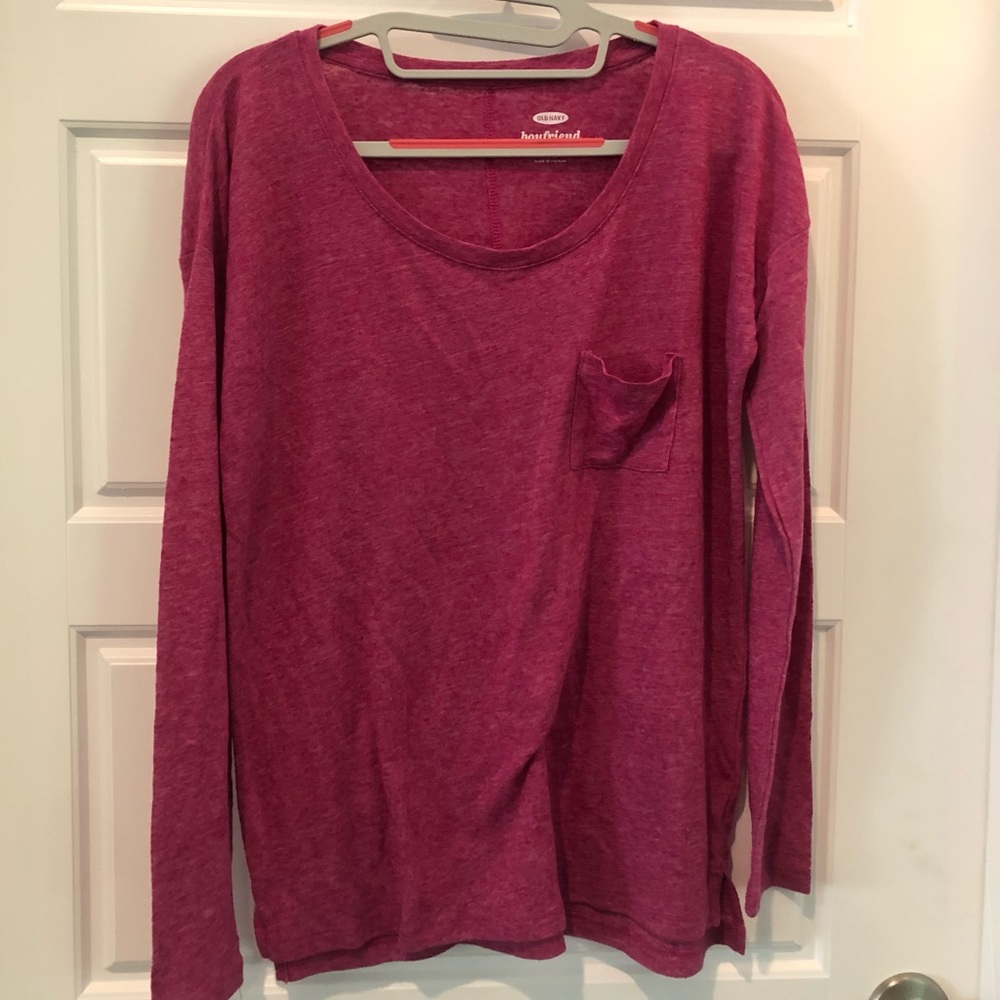 Magenta Old Navy Boyfriend Long Sleeved Tee